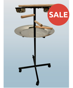 Parrot Supplies T Bar Parrot Playstand With Steps, Feeders And Tray - Black